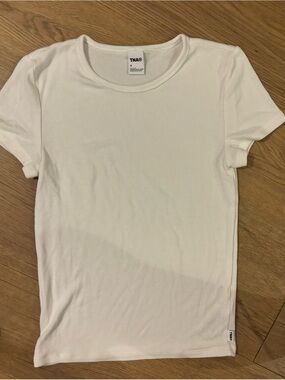 TNA White Ribbed Short Sleeve Tee